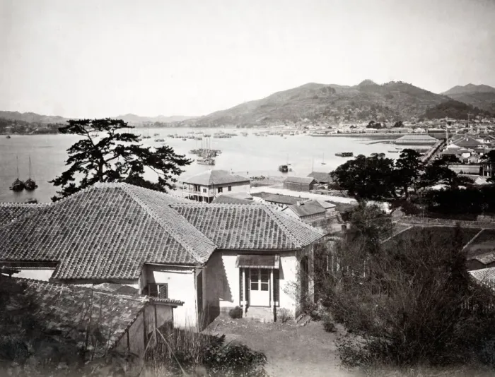 Framed Print : c. 1880s Japan - view of Nagasaki harbour Framed Print : c. 1880s Japan - view of Nagasaki harbour