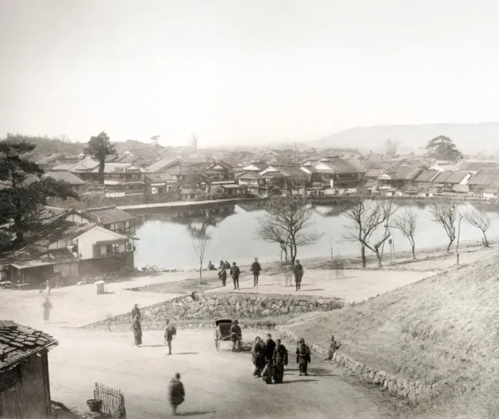 Framed Print : c. 1880s Japan - view of the pond at Sarusawa Nara Framed Print : c. 1880s Japan - view of the pond at Sarusawa Nara