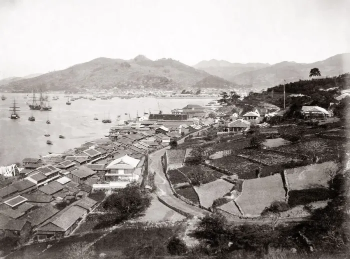 Framed Print : c. 1880s Japan - waterfront view of Nagasaki Framed Print : c. 1880s Japan - waterfront view of Nagasaki