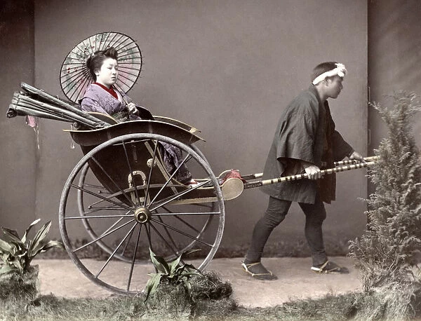 c. 1880s Japan - woman in a rickshaw