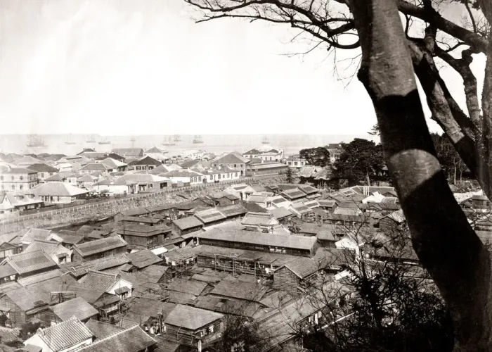 Framed Print : c. 1880s Japan Yokohama city and harbour Framed Print : c. 1880s Japan Yokohama city and harbour