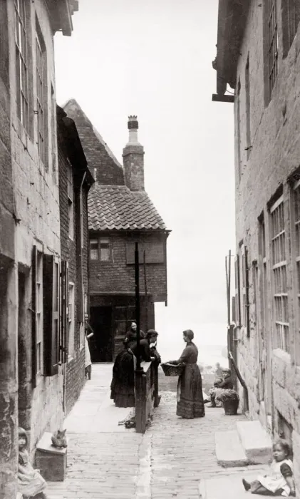 Framed Print : c. 1880s North East England - Whitby: street scene Framed Print : c. 1880s North East England - Whitby: street scene