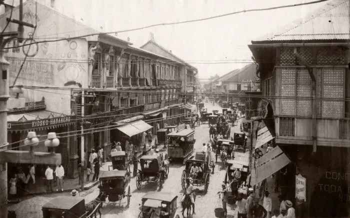 Framed Print : c. 1880s South East Asia - Philippines - street in Manila Framed Print : c. 1880s South East Asia - Philippines - street in Manila