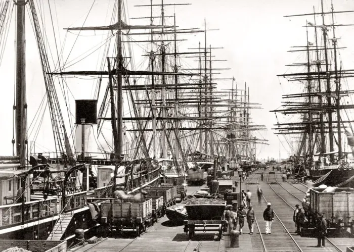 Framed Print : c. 1890 Australia - cargo ships in dock Melbourrne Framed Print : c. 1890 Australia - cargo ships in dock Melbourrne