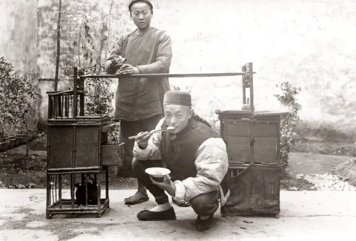Framed Print : c. 1890 China - Chinese street vendor - food stall Framed Print : c. 1890 China - Chinese street vendor - food stall