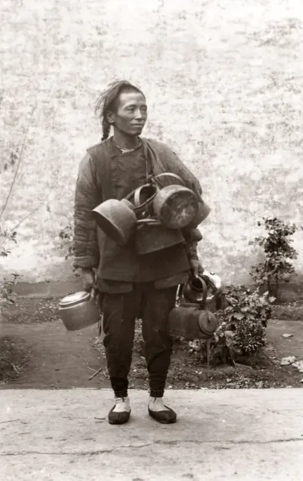 Framed Print : c. 1890 China - Chinese street vendor - pots and pans Framed Print : c. 1890 China - Chinese street vendor - pots and pans