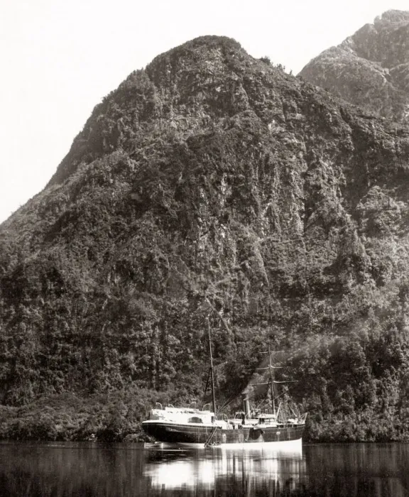 Framed Print : c. 1890 New Zealand - boat at Wet Jacket Arm, Otago Sound Framed Print : c. 1890 New Zealand - boat at Wet Jacket Arm, Otago Sound