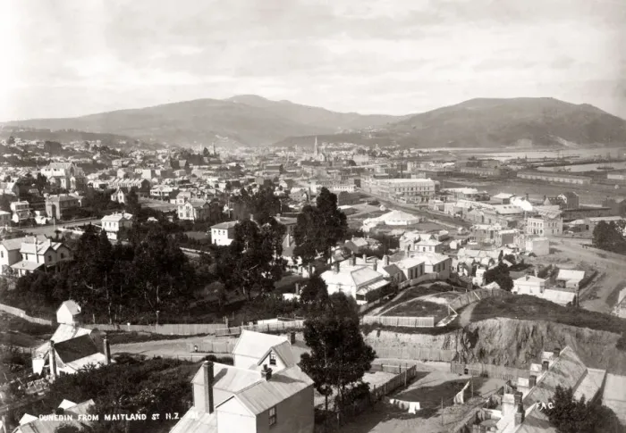 Framed Print : c. 1890 New Zealand - view of Dunedin from Maitland Street