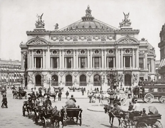 Framed Print : c. 1890s France Paris - Operas Garnier and horse traffic Framed Print : c. 1890s France Paris - Operas Garnier and horse traffic