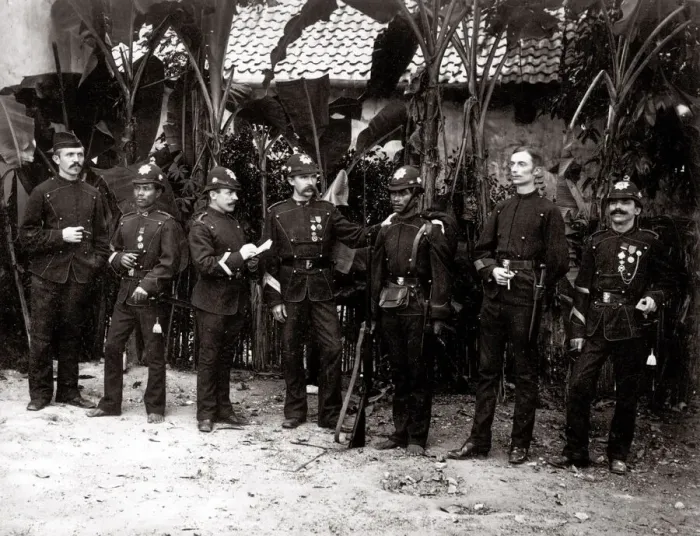 Framed Print : c. 1890s group of police officers, south east Asia, probably Singapore Framed Print : c. 1890s group of police officers, south east Asia, probably Singapore
