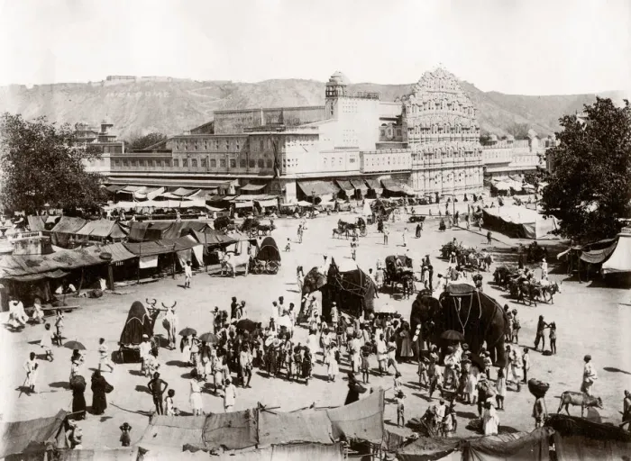 Framed Print : c. 1890s India - street scene in Jaipur Jeypore Framed Print : c. 1890s India - street scene in Jaipur Jeypore