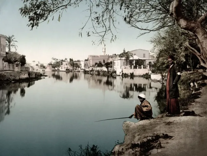 Framed Print : c. 1890s Photochrome Egypt - canal in Alexandria Framed Print : c. 1890s Photochrome Egypt - canal in Alexandria