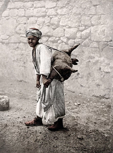 c. 1890s Photochrome Egypt - water carrier