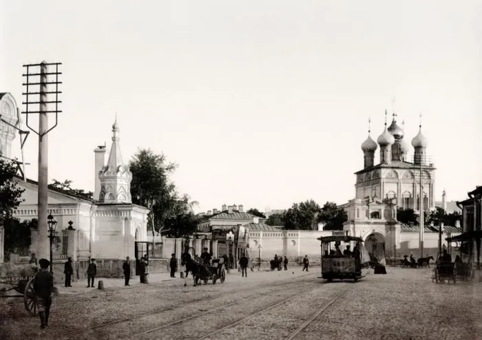 Framed Print : c. 1890s Russia street with tram Framed Print : c. 1890s Russia street with tram