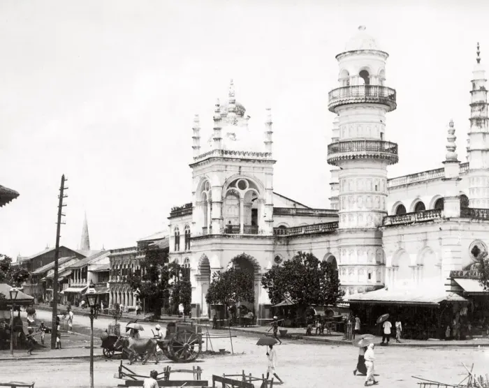 Framed Print : c. 1890s - street view in India - possibly Hyderabad