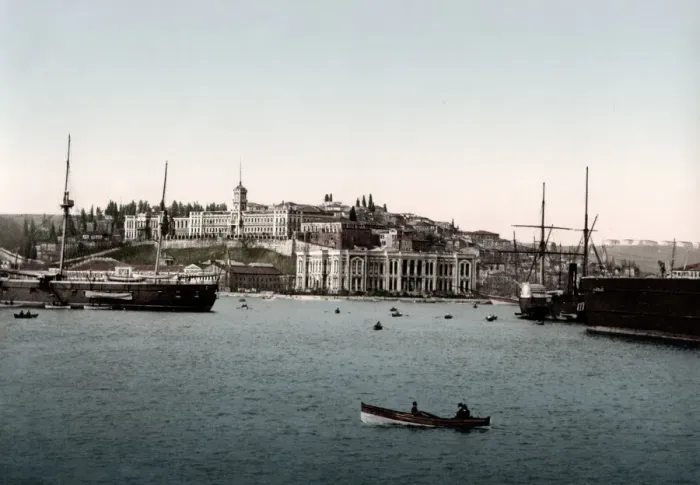 Framed Print : c. 1890s Turkey Istanbul - ships on the Bosphorous Framed Print : c. 1890s Turkey Istanbul - ships on the Bosphorous