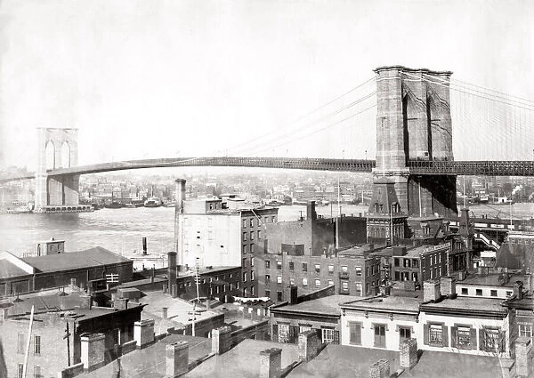 c. 1890s USA - New York - Brooklyn Bridge