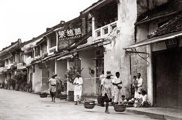 c. 1900 Batavia Jakarta Indonesia Dutch East Indies - street scene in Chinatown