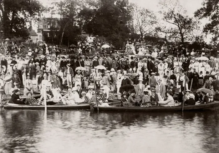 Framed Print : c. 1900 - boating party along the Thames Framed Print : c. 1900 - boating party along the Thames