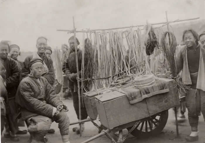Framed Print : c. 1900 China - street market stall Framed Print : c. 1900 China - street market stall