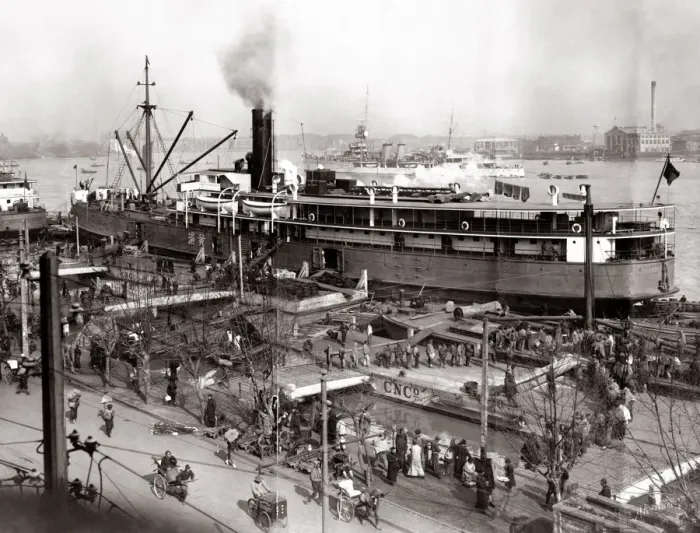 Framed Print : c. 1900s China passenger ship, probably Shanghai Framed Print : c. 1900s China passenger ship, probably Shanghai