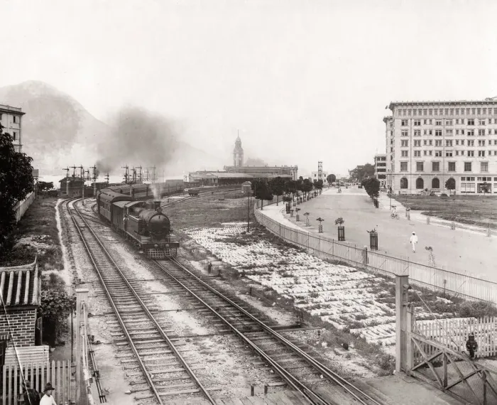Framed Print : c. 1930 Hong Kong - railway and train Framed Print : c. 1930 Hong Kong - railway and train