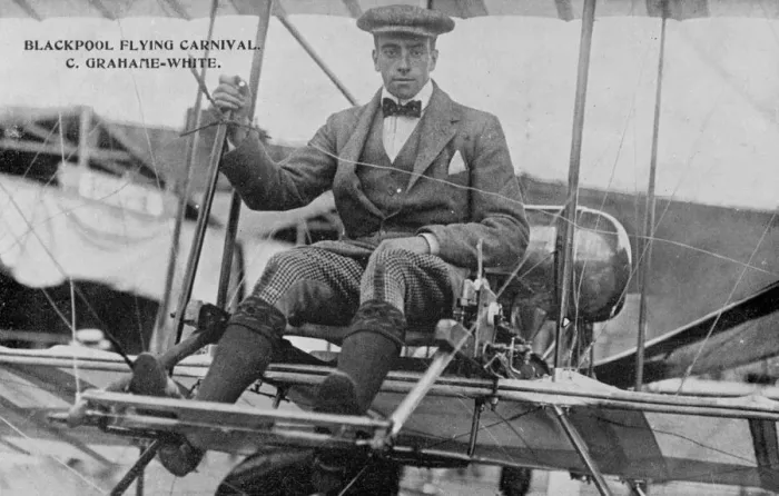 Framed Print : C. Grahame-White in an early aeroplane Framed Print : C. Grahame-White in an early aeroplane