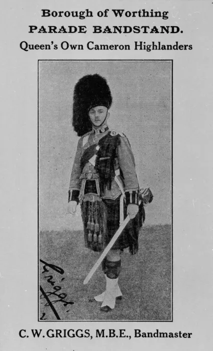 Framed Print : C W Griggs MBE, Bandmaster, Borough of Worthing, Sussex