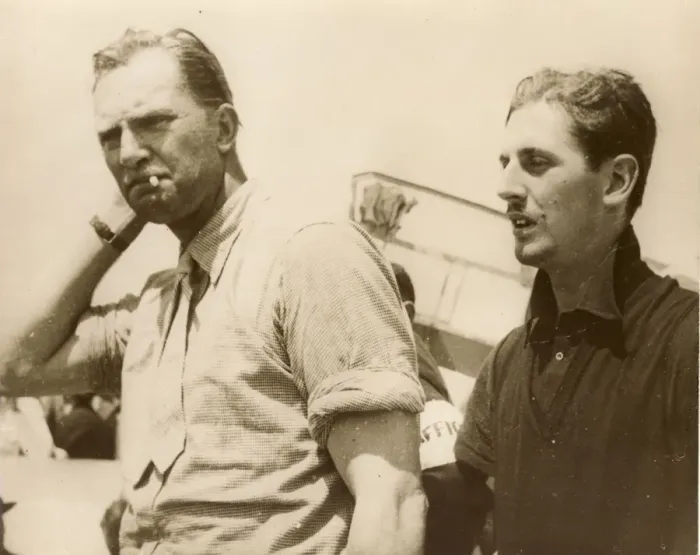 Framed Print : C W A Scott, left, and his co-pilot Giles Guthrie Framed Print : C W A Scott, left, and his co-pilot Giles Guthrie
