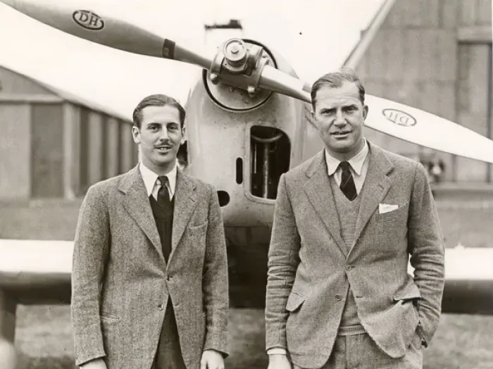 Framed Print : C W A Scott, right, and his co-pilot Giles Guthrie Framed Print : C W A Scott, right, and his co-pilot Giles Guthrie
