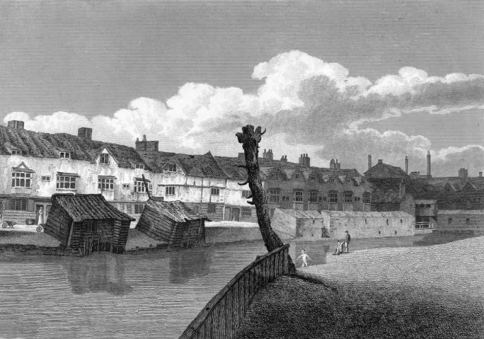 Framed Print : C16 or C17 London Houses Framed Print : C16 or C17 London Houses
