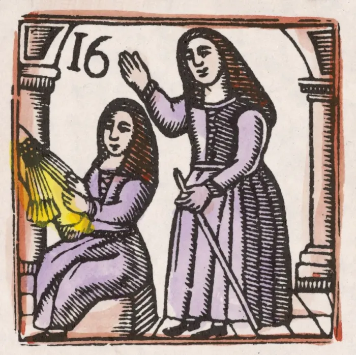 Framed Print : C17 Lace Making  /  Woodcut
