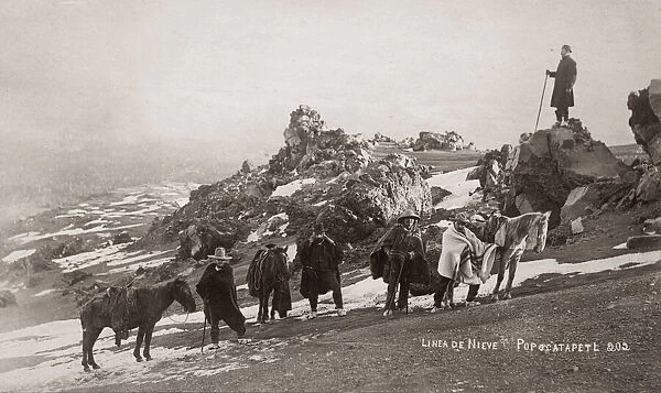 c.1890s Mexico - travellers Popocatepetl volcano