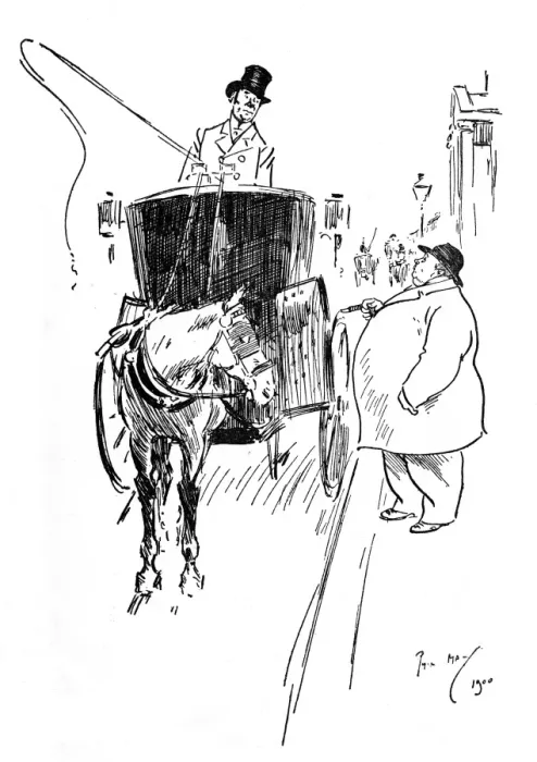 Framed Print : Cabbie advises fat fare to prevent horse spying him Framed Print : Cabbie advises fat fare to prevent horse spying him