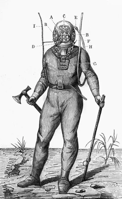 Framed Print : Cabirols Diving Suit