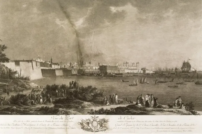 Framed Print : Cadiz. Harbour. Engraving. SPAIN. Madrid. National Framed Print : Cadiz. Harbour. Engraving. SPAIN. Madrid. National