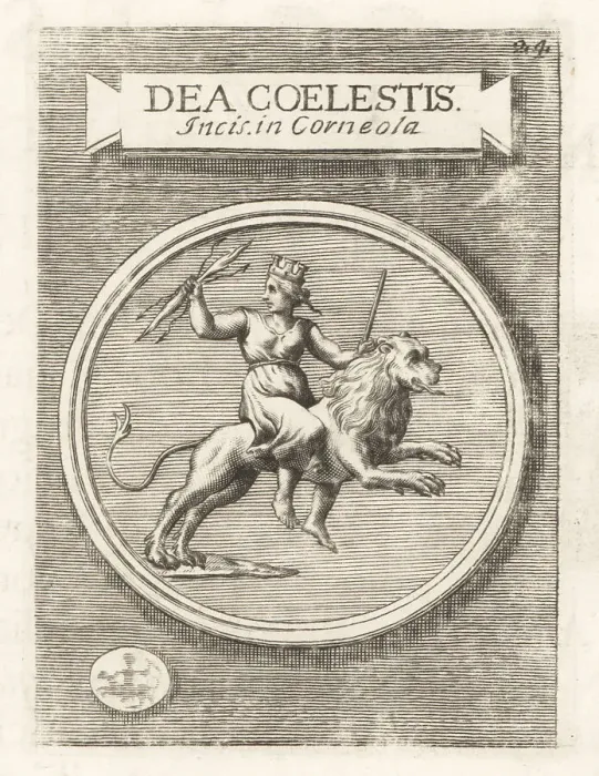 Framed Print : Caelestis Afrorum Dea riding a lion Framed Print : Caelestis Afrorum Dea riding a lion
