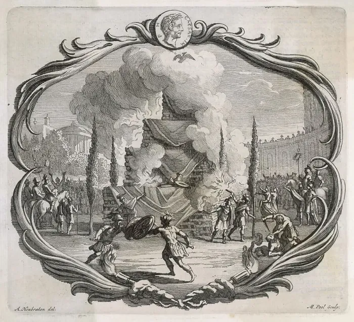 Framed Print : CAESAR'S PYRE / HOUBRAKEN Framed Print : CAESAR'S PYRE / HOUBRAKEN