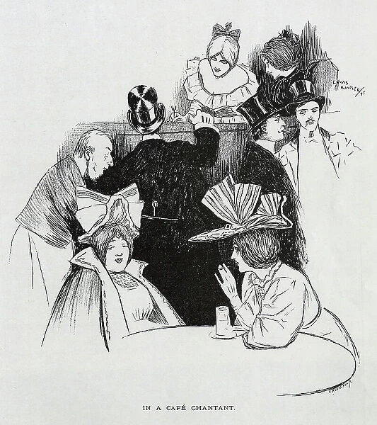 In a Cafe Chantant, Lewis Baumer, illustration of two women
