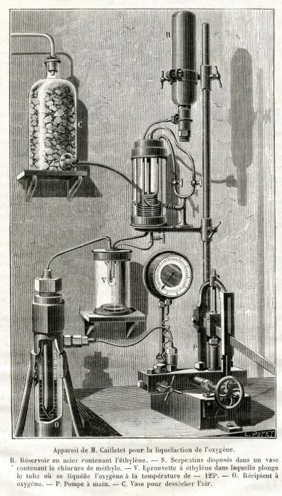 Framed Print : Cailletets apparatus for the liquefaction of oxygen Framed Print : Cailletets apparatus for the liquefaction of oxygen