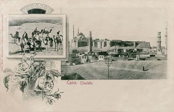 Cairo Citadel and group of camel riders