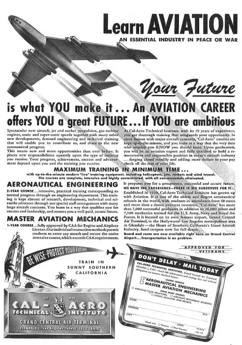 Framed Print : Cal-Aero Technical Institute 1948 Framed Print : Cal-Aero Technical Institute 1948