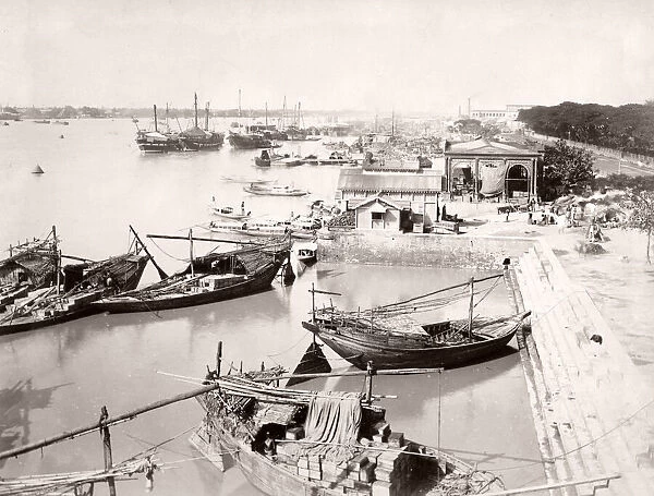 Calcutta, view on the Hooghly River, boats and wharves