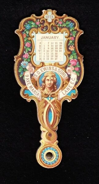 Calendar for 1872 in the form of a fan
