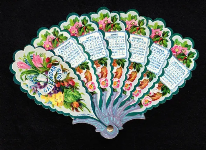 Framed Print : Calendar for 1875 in the form of a fan Framed Print : Calendar for 1875 in the form of a fan