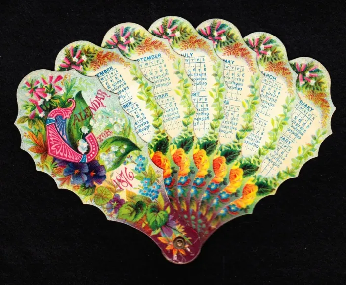 Framed Print : Calendar for 1876 in the form of a fan Framed Print : Calendar for 1876 in the form of a fan