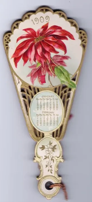 Framed Print : Calendar for 1909 in the form of a fan Framed Print : Calendar for 1909 in the form of a fan