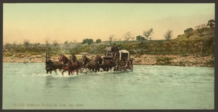 Framed Print : California. Fording the Santa Inez River Framed Print : California. Fording the Santa Inez River