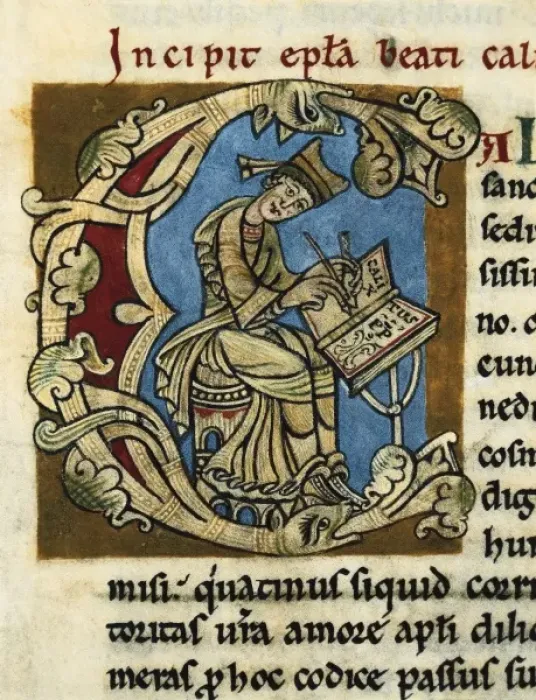 Framed Print : Calixtine Code. beg. 12th c. Page 1. Initial Framed Print : Calixtine Code. beg. 12th c. Page 1. Initial