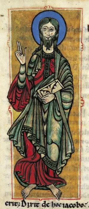 Framed Print : Calixtine Code. beg. 12th c. Page 4. James, son Framed Print : Calixtine Code. beg. 12th c. Page 4. James, son